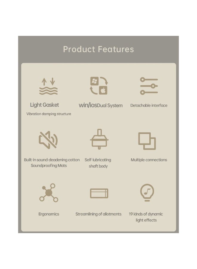 لانغتو لوحة مفاتيح GK85 للألعاب الميكانيكية بألوان قوس قزح، لاسلكية، بلوتوث، وسلكية، بثلاثة أوضاع، مزودة بمفاتيح خطية برتقالية هادئة قابلة للتبديل السريع مع مقبس لوحة دوائر مطبوعة قابل للتعديل الحر. - Image 3